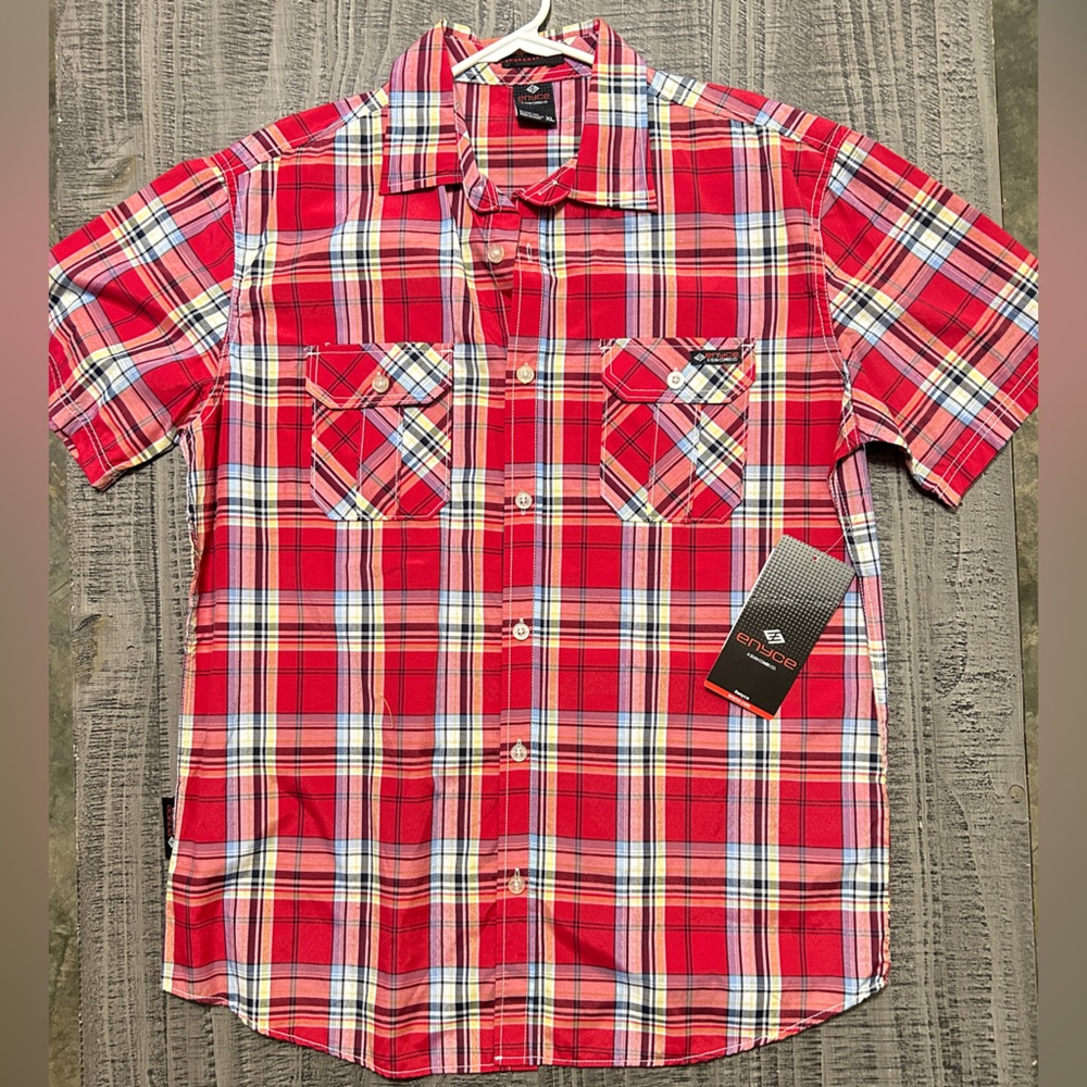 Enyce Red and White Plaid Men's Shirt